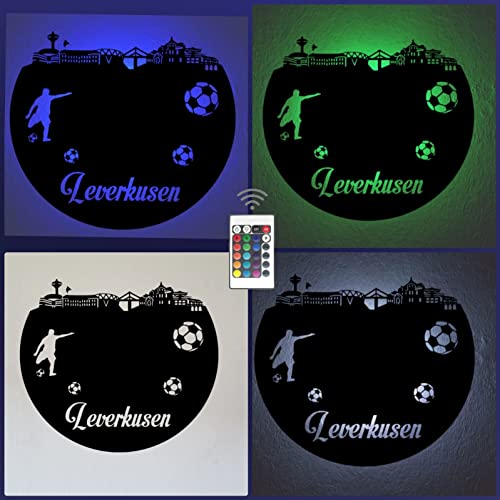 Fußball Fan LED Lampe Leverkusen Fanartikel Geschenk Fußballfan… von Designbysh