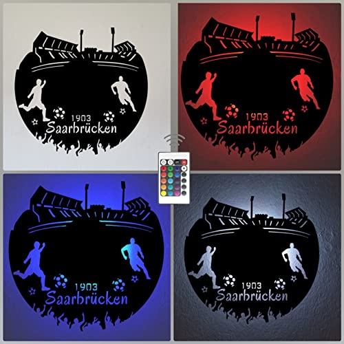 Fußball Fan LED Lampe Saarbrücken Fanartikel Geschenk Fußballfan… von Designbysh