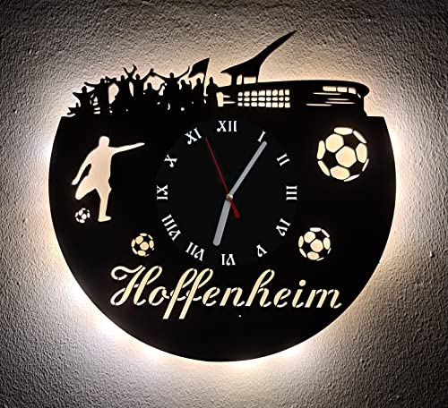 Designbysh Fußball Fan LED Wanduhr Hoffenheim Fanartikel Wanduhr Geschenk Fußballfan von Designbysh