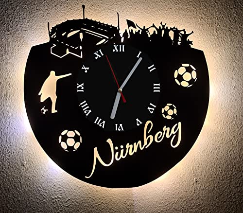 Designbysh Fußball Fan LED Wanduhr Nürnberg Fanartikel Wanduhr Geschenk Fußballfan von Designbysh
