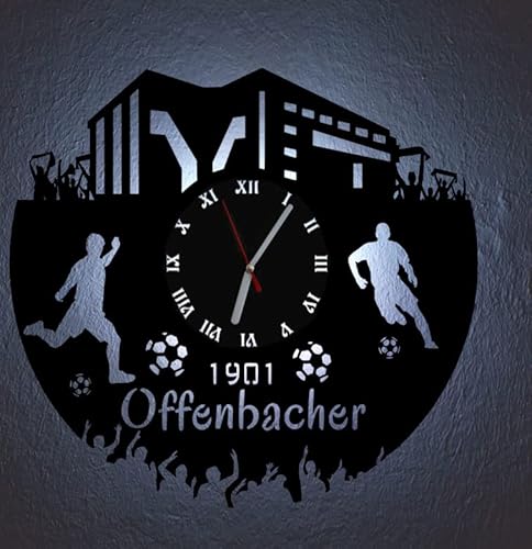 Designbysh Fußball Fan LED Wanduhr Offenbach Fanartikel Wanduhr Geschenk Fußballfan von Designbysh