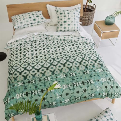 Karaoshi Celadon Bedruckter Bettbezug aus Baumwollperkal, 200 x 200 cm Designers Guild von Designers Guild
