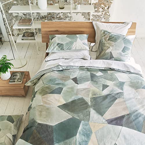 Designer Guild Bettbezug aus Perkal-Baumwolle, Bedruckt, modernes Geo, Zinn, 140 x 200 cm von Designers Guild