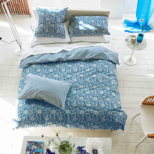 Designer Guild Bettbezug aus Baumwollperkal, Bedruckt, Shaqui Porzellan, 200 x 200 cm von Designers Guild
