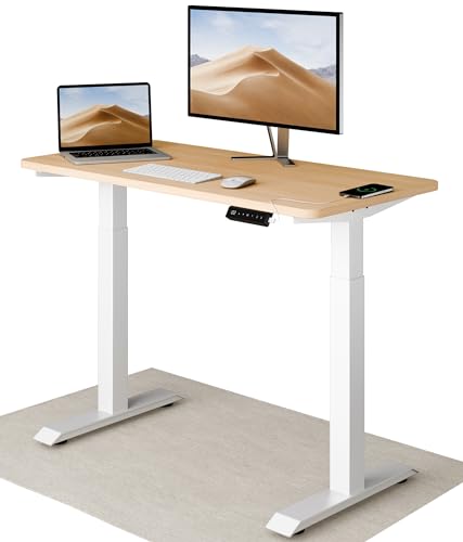 Desktronic Höhenverstellbarer Schreibtisch 120x60 cm - Stabiler Schreibtisch Höhenverstellbar Elektrisch - Standing Desk mit Touchscreen und Integrierten Ladesteckern von Desktronic