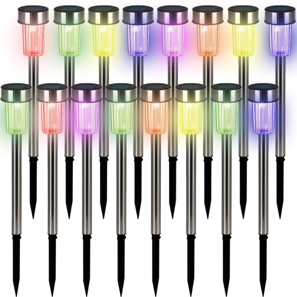 LED Solarleuchte 16er-Set Edelstahl Multicolor von monzana®