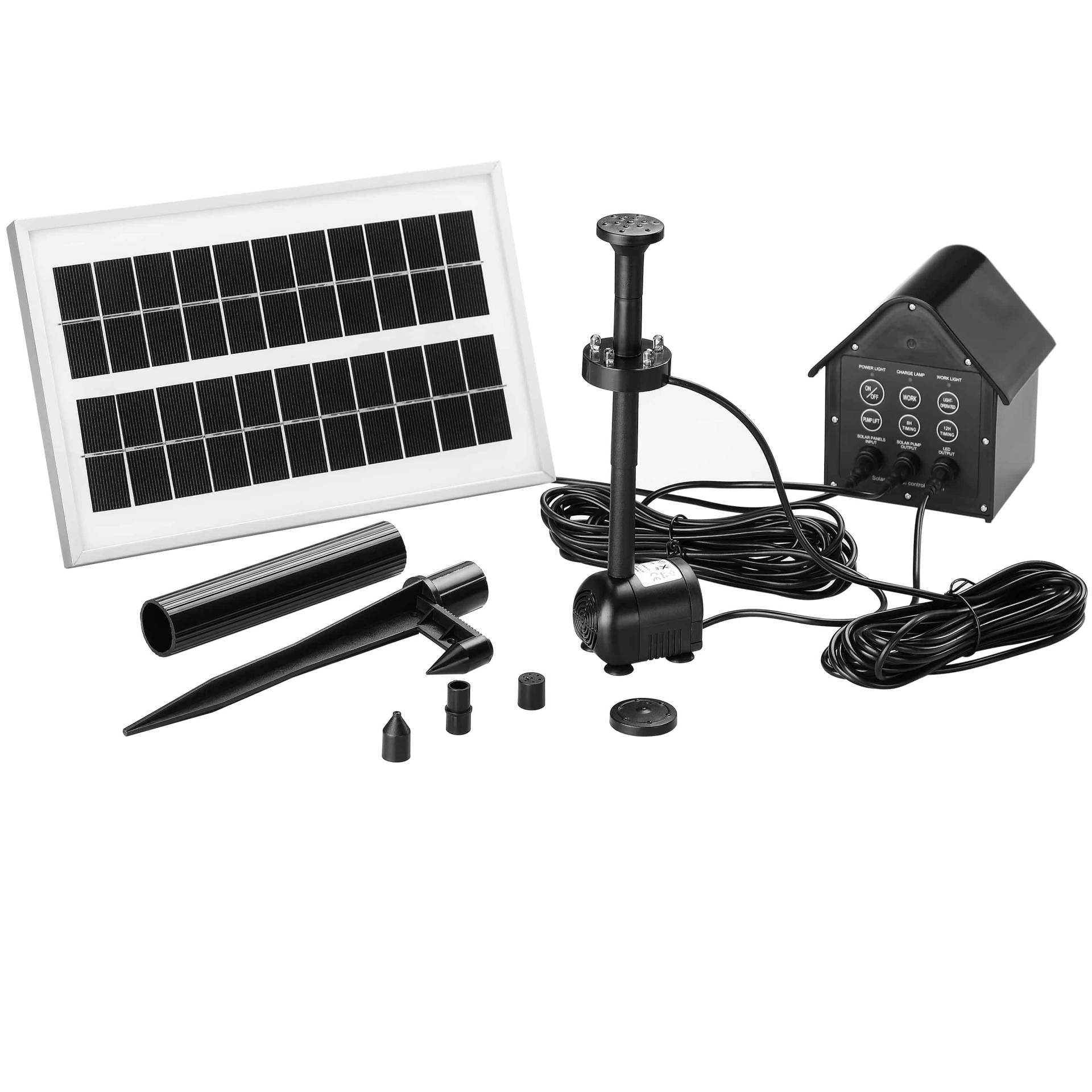 LED Solarpumpe mit Akku und Hochleistungs-Solar-Panel von monzana®