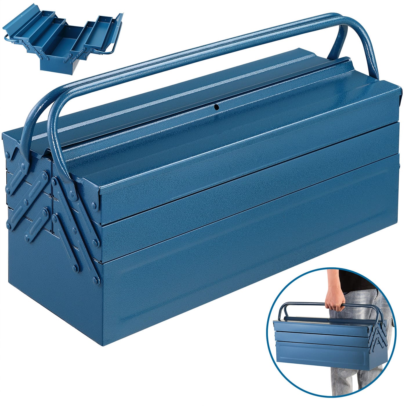 Stahl Werkzeugkoffer Blau 53x20x20cm von Deuba®