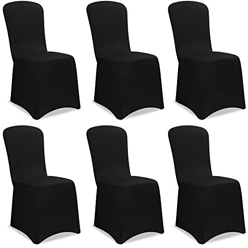 Deuba® Stuhlhussen Stretch 6er Set Schwarz Dehnbar Waschbar Weihnachten Hochzeit Event Universal Husse Bezug Überzug von Deuba