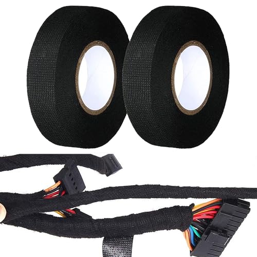 Devenirriche Isolierband, 2 Stück Schwarz Gewebeband Electrical Tape 19mm x 15m Isolierband Kabelbaum Klebeband Reparatur Elektrisches Klebeband zum Haushalt Kfz Motorrad von Devenirriche