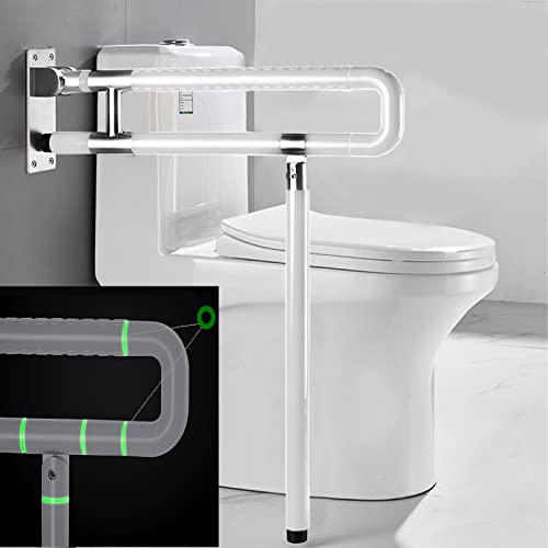 Wandstützgriff Stützhilfe - 70CM WC Toiletten Stützklappgriff Haltegriff Toiletten Sicherheits Stütz-Haltegriff rutschfest Wandmontage Weiß, 200kg von Devenirriche