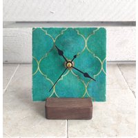 Uhr Aus Marmorfliese , Kleine Tischuhr, Standuhr Mit Orientalisch Motiv von DevinitaArtCreation