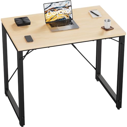 Devoko Schreibtisch Kleiner Tisch Computertisch, 80 x 50 x 75 cm Bürotisch für Arbeitszimmer, Study Table, Industrie-Design Desk, Computertisch Klein für Home, Office, Ahorn von Devoko