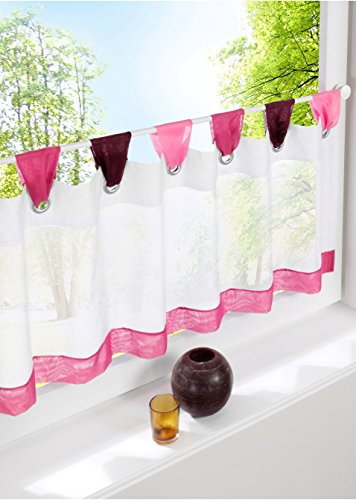 Devola Voile Scheibengardine Transparent Bistrogardinen Schlaufen-Kurzstore Dekorative Scheibengardin Moderne Küchen Fenstergardinen Flächenvorhang Balkongardine HxB 60x150cm Rosa 1er Pack von Devola