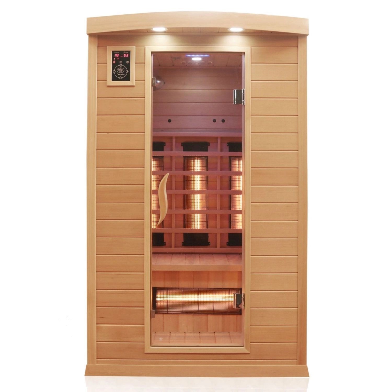 Dewello Infrarotkabine Infrarotsauna Hyder 115Cm X 105Cm Inkl 6 Vollspektrumstrahler Radio Farblicht 2 Personenled von Dewello