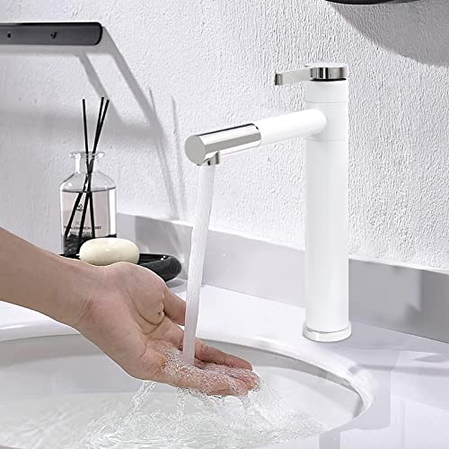 360° Drehbar Wasserhahn Weiß Bad Waschbecken Armatur Aufsatzwaschbecken Einhebelmischer Waschtischarmatur von DiLiBee