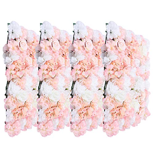 DiLiBee 4 x Künstliche Rosenwand Blumenwand Silk Flower Wall Panels Hochzeit Hintergrund Venue Decor 60 x 40 x 7 cm von DiLiBee