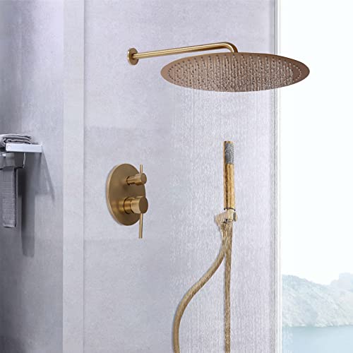 Retro Unterputz Duschsystem mit Kopfbrause Antik Regendusche Duschset mit Regendusche Duschkopf Handbrause aus Messing Gold von DiLiBee