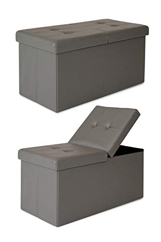 dibea Sitzbank mit Klappdeckel 76x38x38 cm, Kunstleder grau von Dibea