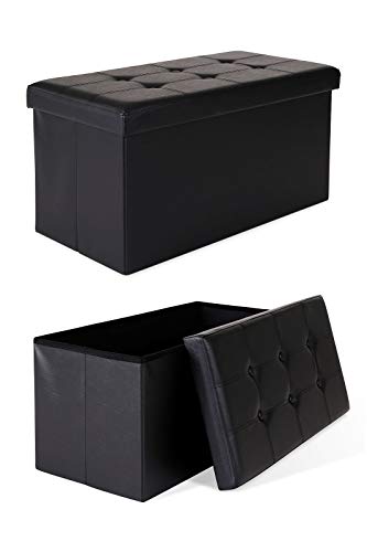 dibea Sitzhocker faltbar max 300 kg Kunstleder, 76x38x38 cm schwarz von Dibea