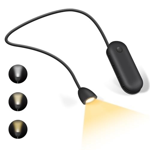 Diboniur Buch Leselampe - 3-in-1 tragbare LED-Leselicht, 3 Farben und 3 Helligkeitsstufen einstellbar, 360° faltbar, USB-bett leselampe, geeignet für Reisen, Stricken, Lesen im Büro von Diboniur