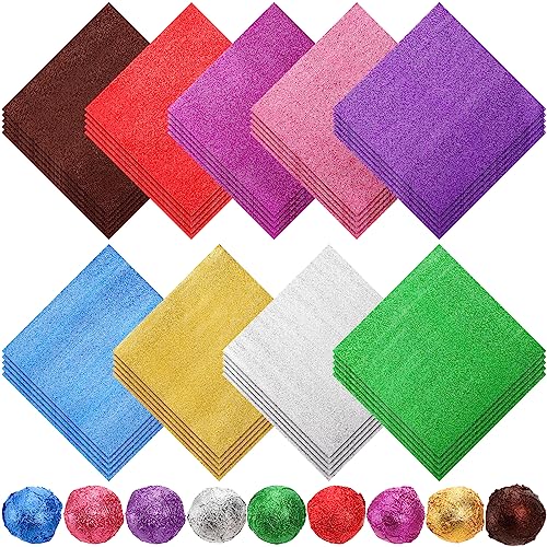 Dicunoy 900 Stück Folie Papier Wrapper, 10x10cm Alufolie Verpackungen für Schokolade Bonbons,Folienbonbonverpackungen für Karamellbonbons, 9 Farben Quadrat DIY hausgemachte Süßigkeiten Verpackung von Dicunoy