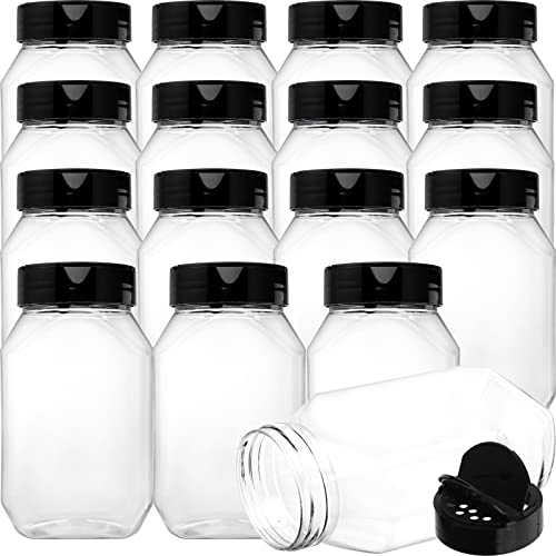 Dicunoy 16 Pack Gewürzbehälter Kunststoff, 500ml große Gewürzgläser mit Deckel, wiederverwendbare leere Aufbewahrungsflasche für die Küche Aufbewahrung von Gewürzen, Pulvern von Dicunoy
