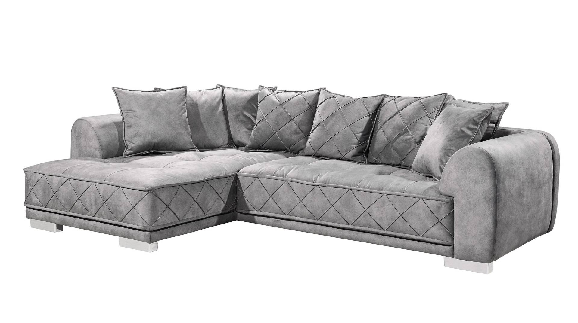 Ecksofa grau 319 x 194 cm mit Kissen - SENTINA von Die Möbelfundgrube