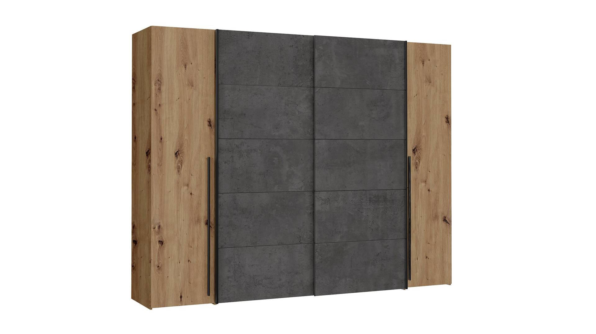 Kleiderschrank Artisan Eiche - grau 270 cm 4-türig - NARAGO von Die Möbelfundgrube