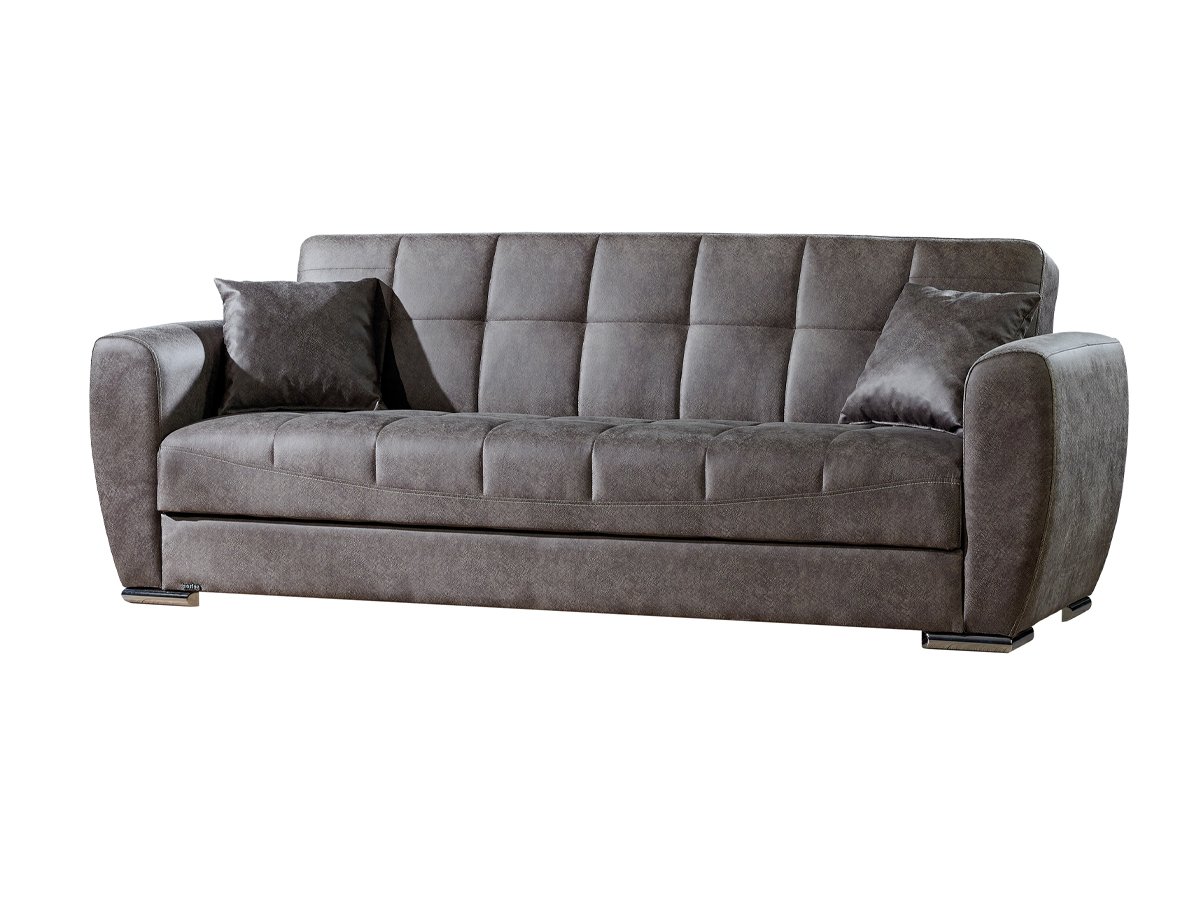 Schlafsofa grau mit Bettkasten -  229 cm - OSMA von Die Möbelfundgrube