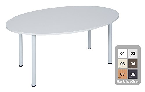 Dila GmbH Besprechungstisch Schreibtisch Konferenztisch Oval Tisch Büromöbel Schreibtische (Weiß, 160 x 100) von Dila GmbH