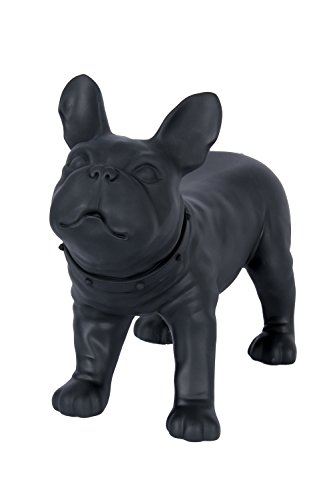 Dila GmbH Hund Bulldogge, Dekofigur mit Halsband, Dekohund aus Kunststoff L49 x H31 x T 22 cm, Hunde-Figur mit freudigen, begrüßenden Blick Bulldogge (Schwarz) von Dila GmbH