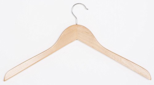Kleiderbügel ohne Steg Holzbügel Bügel Textilbügel Garderobenbügel | Natur lackiert 44 cm drehbarer Haken Stabiler Bügel (100 Stück) von Dila GmbH