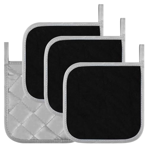 Dimeho 4er-Pack Topflappen-Set für die Küche hitzebeständige Wattepads Frottee-Topflappenmatten Untersetzer heiße Pads zum Kochen Backen Ofen Pfanne 17,8 x 17,8 cm von Dimeho