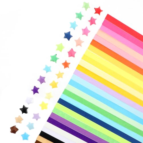 Dimeho 540 Blatt Origami Sterne Papierstreifen Doppelseitige Origami-Glückssterne Star Paper Strips Einfarbige Dekoration Papier Streifen Geeignet für Bastelarbeiten in Der Schule von Dimeho