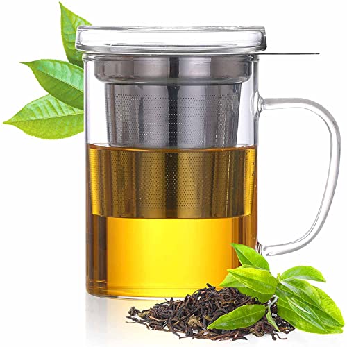 Dimono® Teeglas mit Sieb Teebereiter mit Tee-Filter, Tee-Sieb und Deckel - Tee-Zubereiter Tea-Maker & Tee-Tasse in Einem; ca. 450 ml (Teamaker - Deluxe) von Dimono