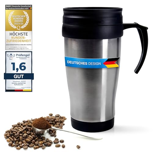 Dimono Coffee-2-go Thermobecher aus Edelstahl Trinkbecher Isotasse Isolierbecher Auslaufsicher Kaffeebecher Mehrweg-Becher Mug 400ml von Dimono