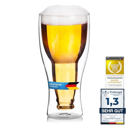 Dimono Doppelwandiges Bierglas 0,33 L Inside Out Umgestülpte Bierflasche im Glas (1 Glas) von Dimono