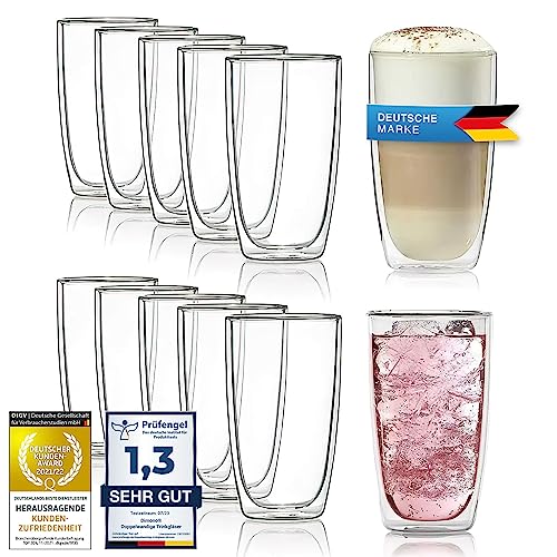 Dimono® Doppelwandiges Trinkglas Wasserglas aus Borosilikatglas Latte Macchiato Longdrink- & Cocktailgläser (12 Stück, Longdrinkglas) von Dimono