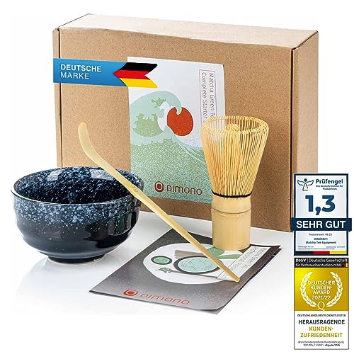 Original Matcha Tee-Set mit Matcha-Schale, Bambus-Besen & Dosierlöffel - Das Teezeremonie Geschenk-Set (Tee Set) von Dimono