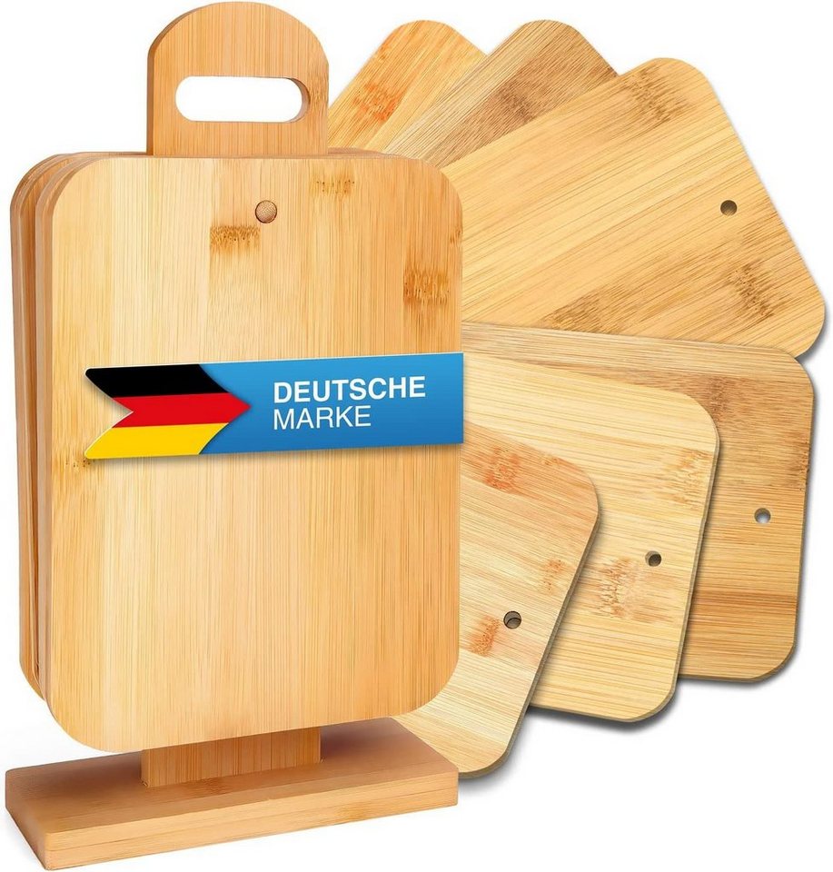 Dimono Schneidebrett Frühstücksbrettchen 6er Set, Bambus, (Servierbretter Küchenbrett Brotbrett), klingenschonend, antibakteriell von Dimono