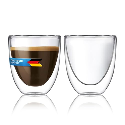 Dimono® Doppelwandiges Trinkglas Wasserglas aus Borosilikatglas Latte Macchiato Longdrink- & Cocktailgläser (2 Stück, Espressoglas) von Dimono