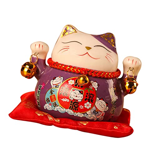 Dioche Lucky Cat Sparbüchse Lucky Cat Sparbüchse Keramik Lucky Cat Sparbüchse 11,4 cm Exquisite Süße Bring Glück Glückskatze Spartopf Schreibtischdekoration aus Keramik (Lila) von Dioche