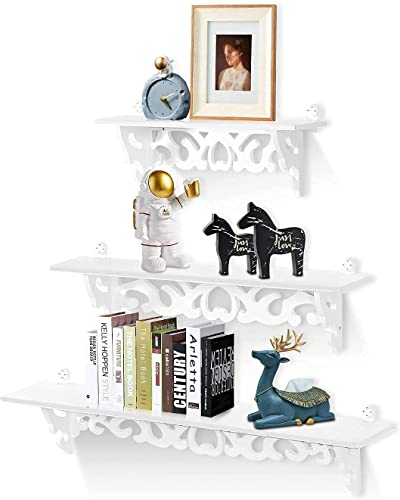 Dioche Wandregal,Display Wandregal Lagerregal 3er-Set Shabby Floating Wall Regale Bücherregal Vintage Dekoregal Schweberegal Wandregal Holz von Dioche