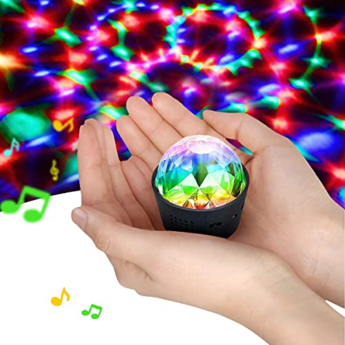 Mini Discokugel Licht, Disdarkday Disco Party Bühnenbeleuchtung Effektlicht DJ Stroboskop Kugel Stimme Steuerung für Kinder Parties Geburtstag Club von Disdarkday
