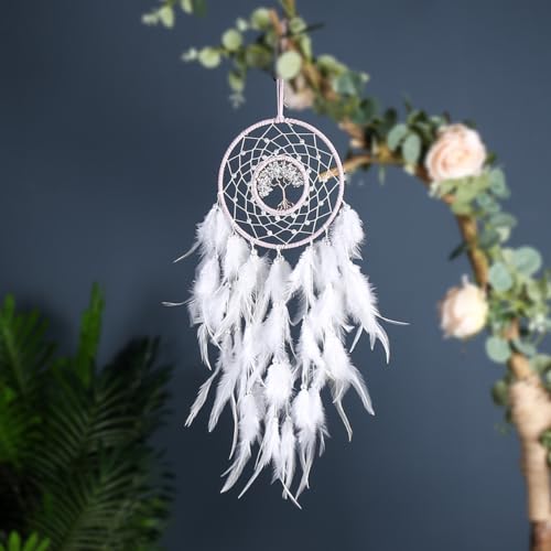 Traumfänger, Disdarkday traumfänger mädchen Handgefertigt Dream Catchers Feder Traumfänger, Hochzeit Kindergarten Schlafzimmer Wandbehang Ornamente Handwerk Dekoration, Baum des Lebens (ohne LEDs) von Disdarkday