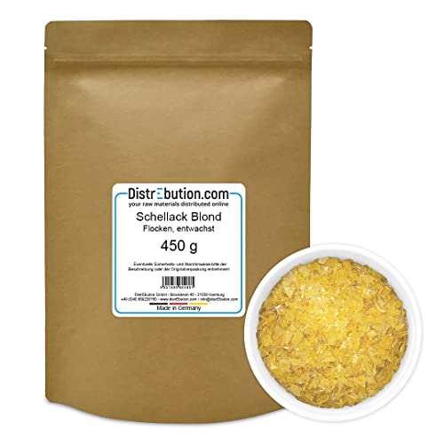 Schellack Blond 450 g entwachst Blätterschellack Polituren von DistrEbution.com