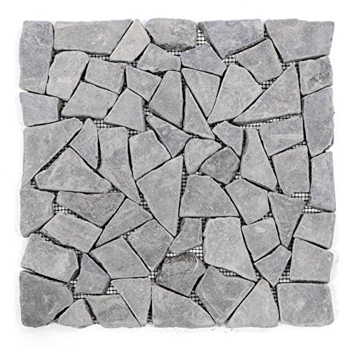 DIVERO Fliesen Mosaik Naturstein Bruchstein Marmor grau 1 Matte Wand Boden von Divero