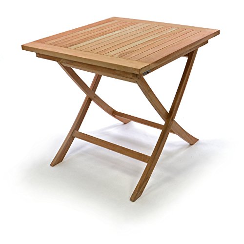 Divero Balkontisch Gartentisch Beistelltisch Teak Holz Tisch für Terrasse Balkon Garten – wetterfest massiv stabil – 80 x 80 cm Natur-braun von Divero