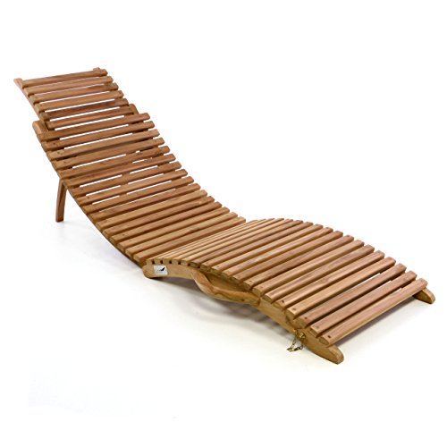 Divero Luxus Relaxliege Sonnenliege Strandliege Gartenliege aus Teak-Holz ehrfach verstellbar behandelt braun Reine Handarbeit faltbar klappbar mit Tragegriff von Divero